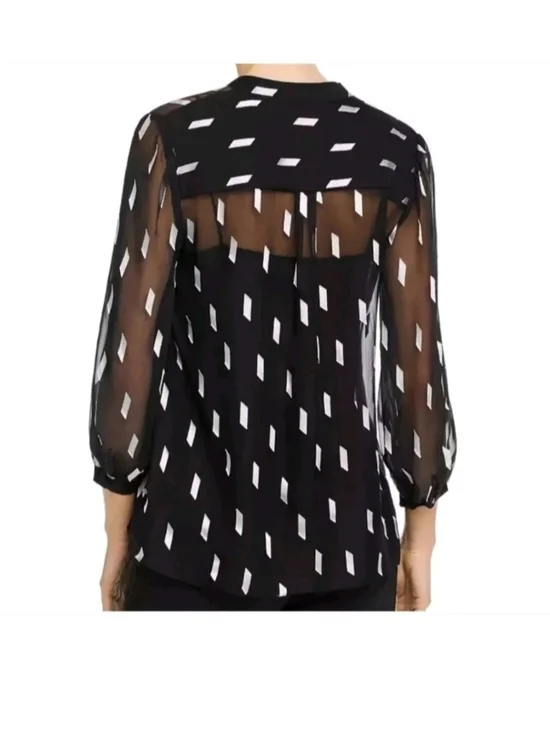 ALICE + OLIVIA SHEILA SHEER BLOUSE BLACK TOP SIZE XS - Picture 4 of 11